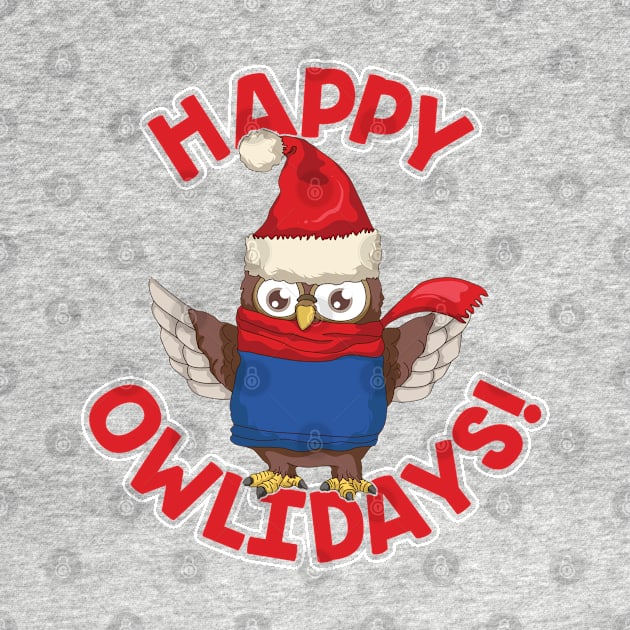 Happy Owlidays! Funny Owl santa by savariya